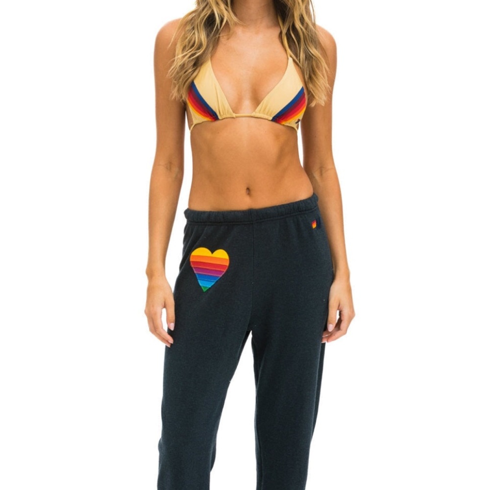 Aviator Nation Rainbow Heart charcoal Sweatpants
